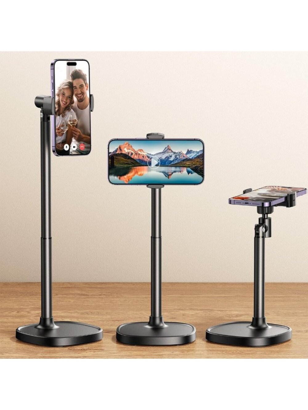 Adjustable Aluminum Phone Stand for Desk, Universal Holder for iPhone & Cell